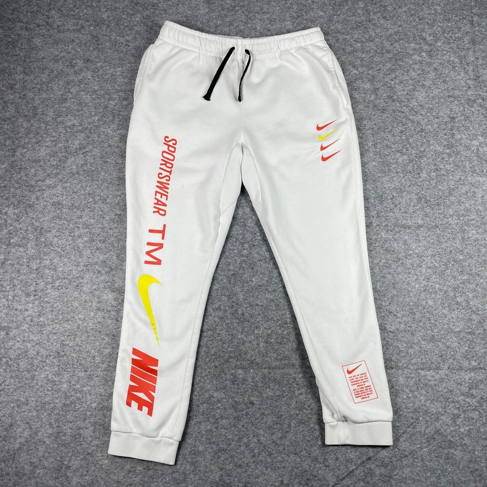 Nike Sweatpants Mens L White Sportswear TM Fleece Tapered Joggers BV3064-100